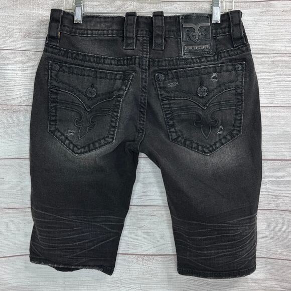 NWT Rock Revival Ryker Distressed Black Jean Shorts Mens Size 30 - Picture 8 of 9